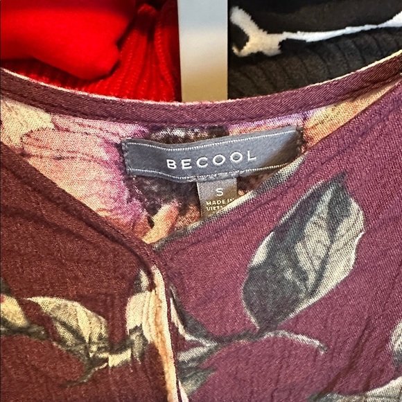 Becool aubergine/pink floral adjustable strap belted high low midi dress size S - Picture 2 of 3